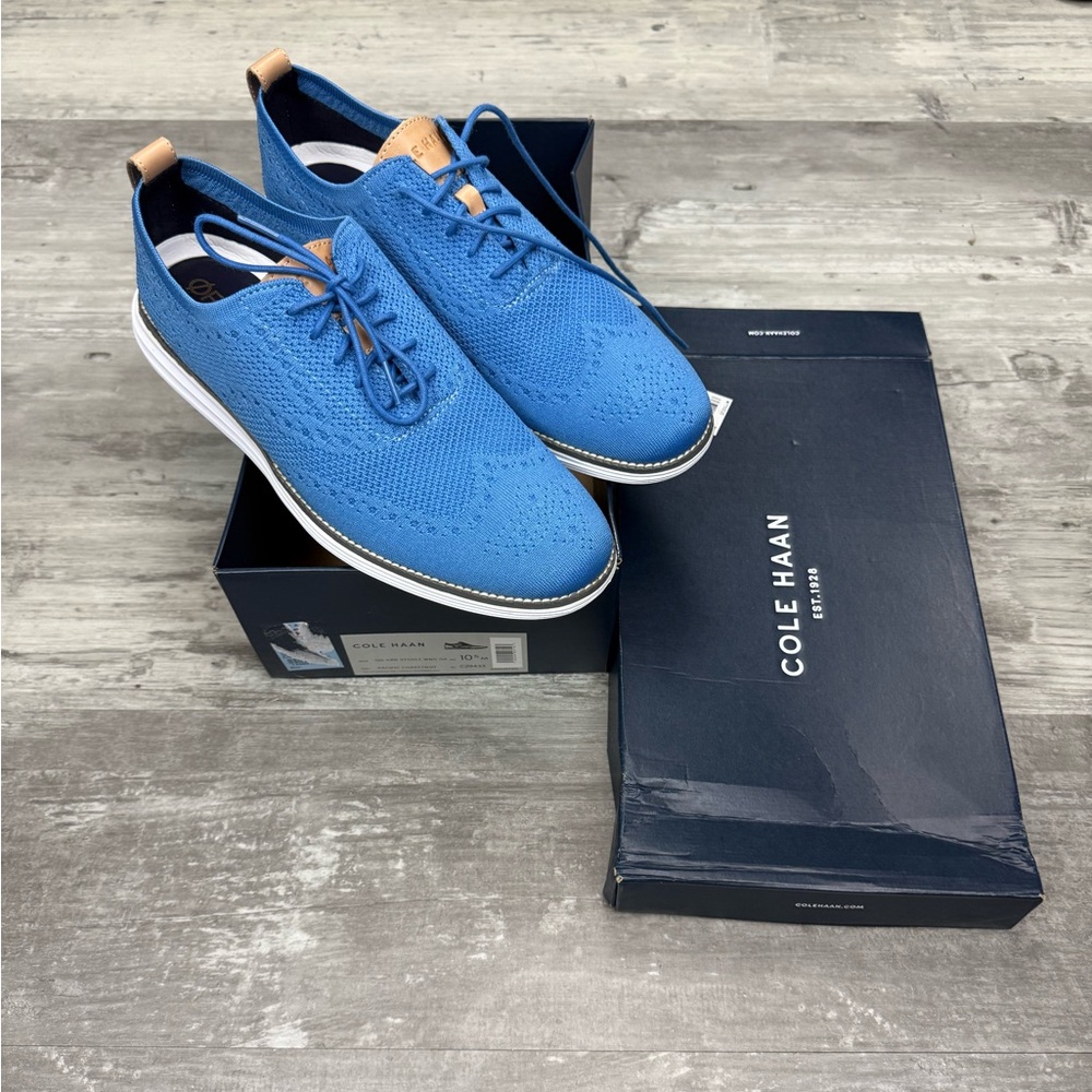 NEW Cole Haan Originalgrand Blue Knit Oxfords 10.5 M
